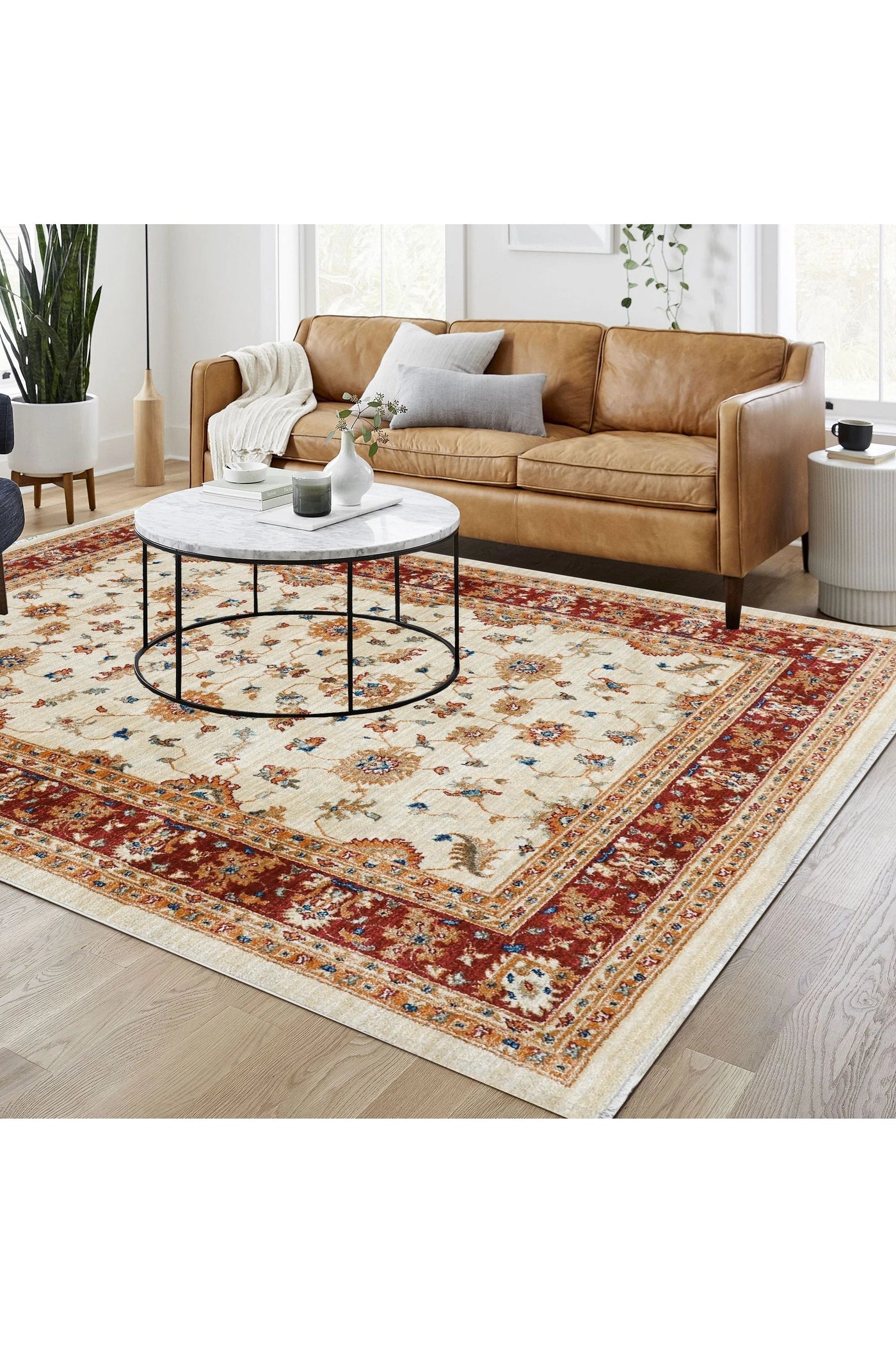 Marakesh Traditional Rug 1271 Ivory Red