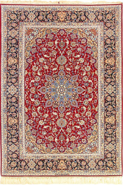Isfahan Medallion Hand Knotted Wool & Silk Rug - 230x155 cm