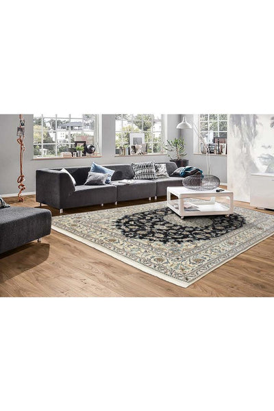 Nain Medallion Hand Knotted Wool & Silk Rug 295x200 cm