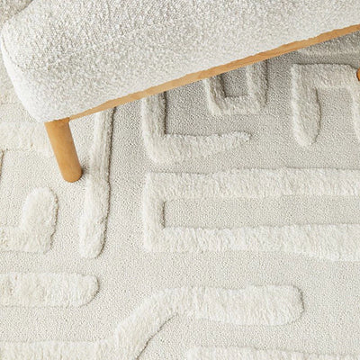 felix plush white high pile textured contemporary rug for sale