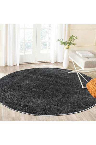 Lush Modern Plain Rug - 101 Black Grey