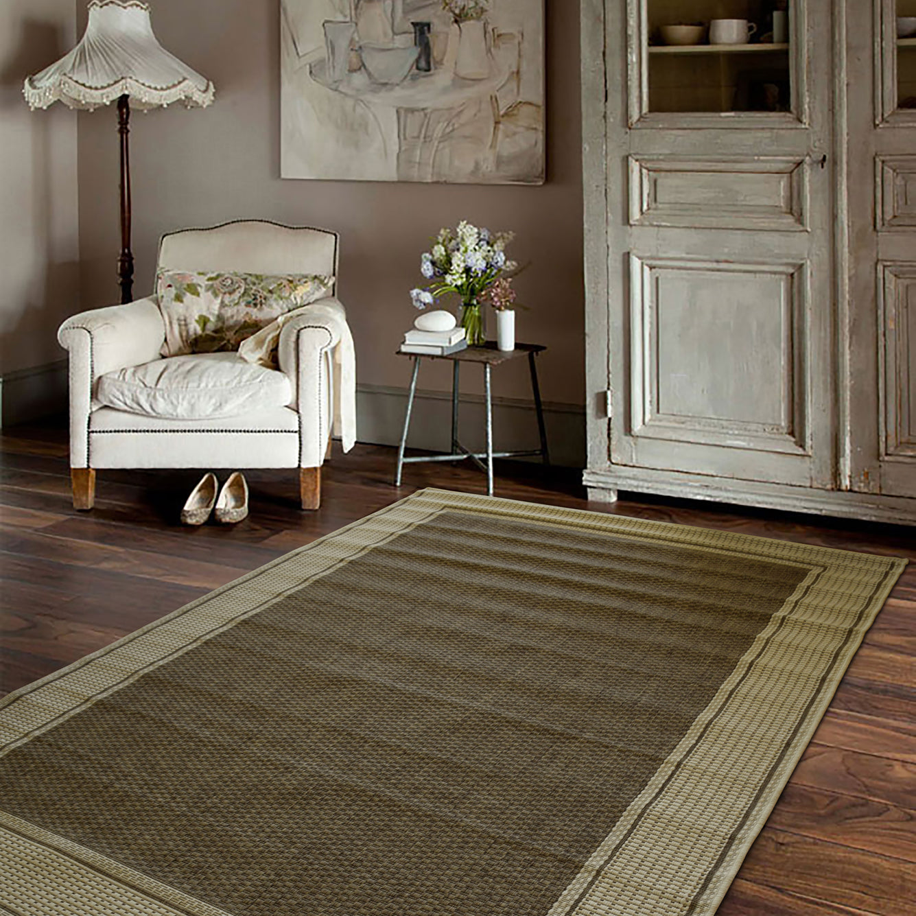 Sisalo Border Flatweave Rug - 102 Brown