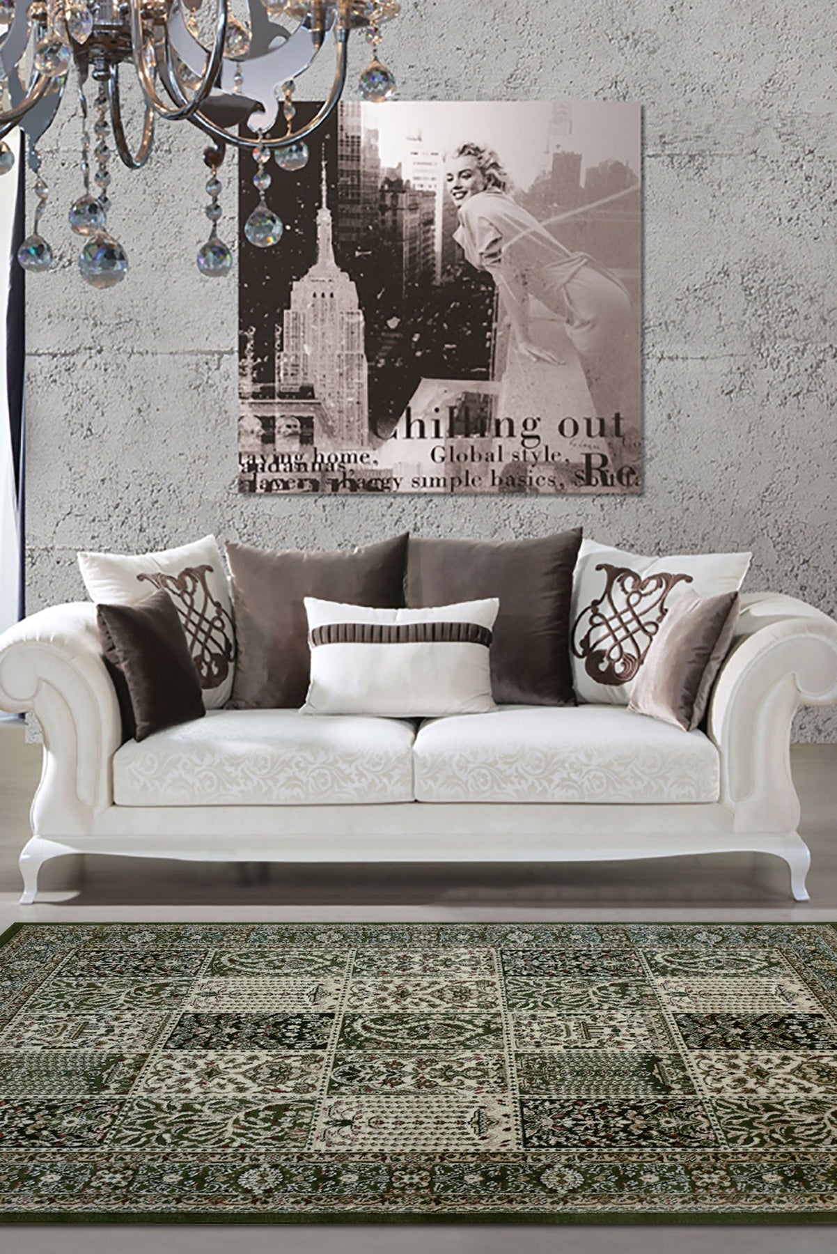 Minnesota Traditional Square Pattern Rugs 2896A-Green-Green | Buy Rugs ...