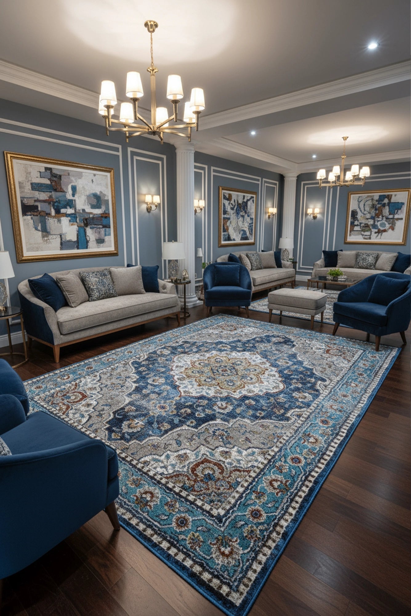 Kansas Contemporary Abstract Rug - 103 Blue