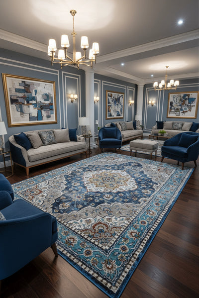 Kansas Contemporary Abstract Rug - 103 Blue