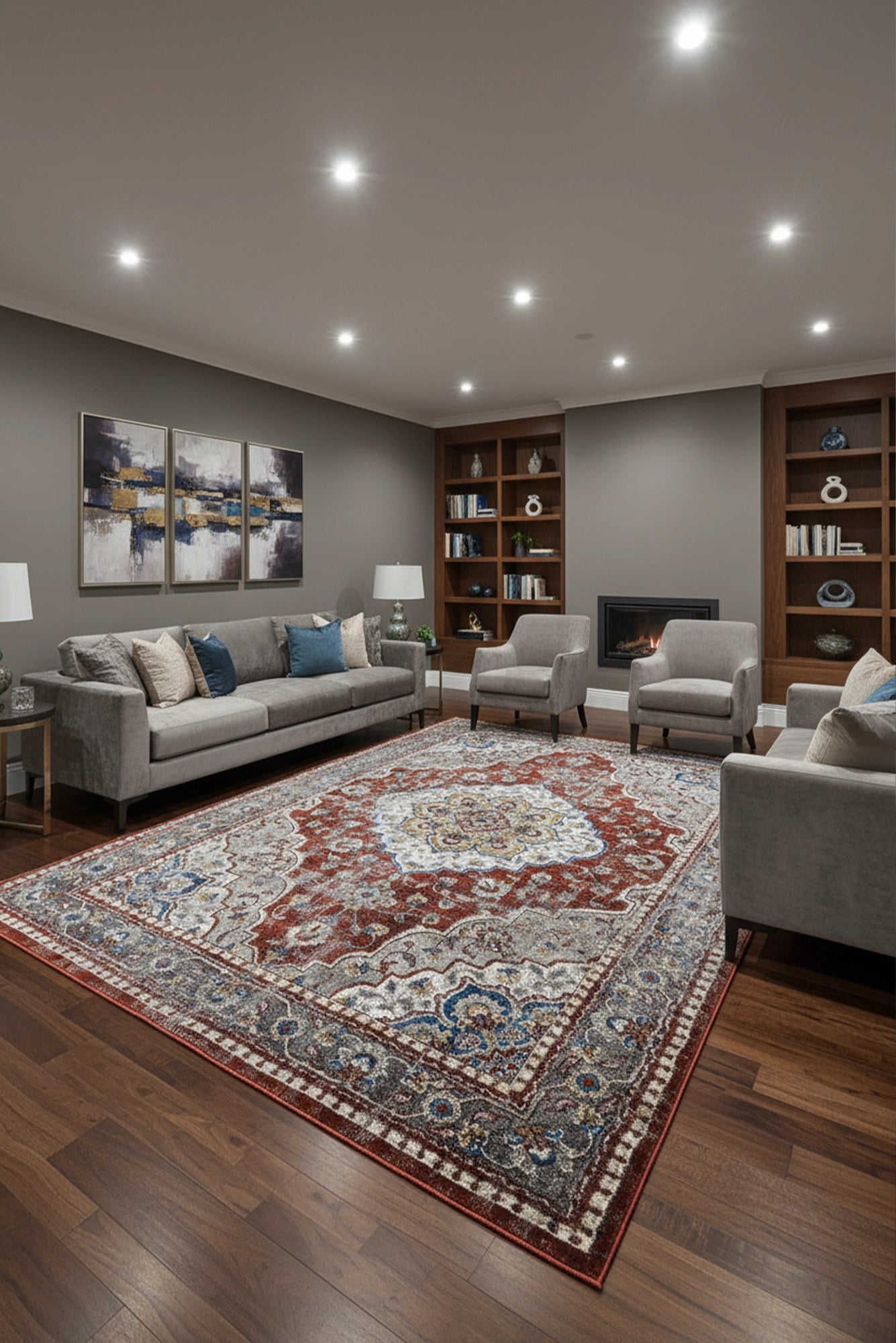 Kansas Contemporary Abstract Rug - 104 Rust