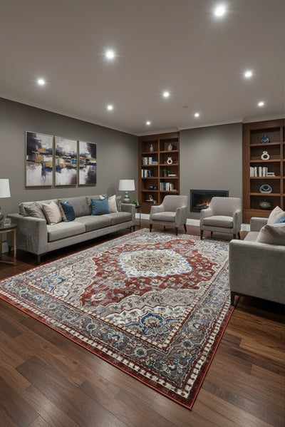 Kansas Contemporary Abstract Rug - 104 Rust