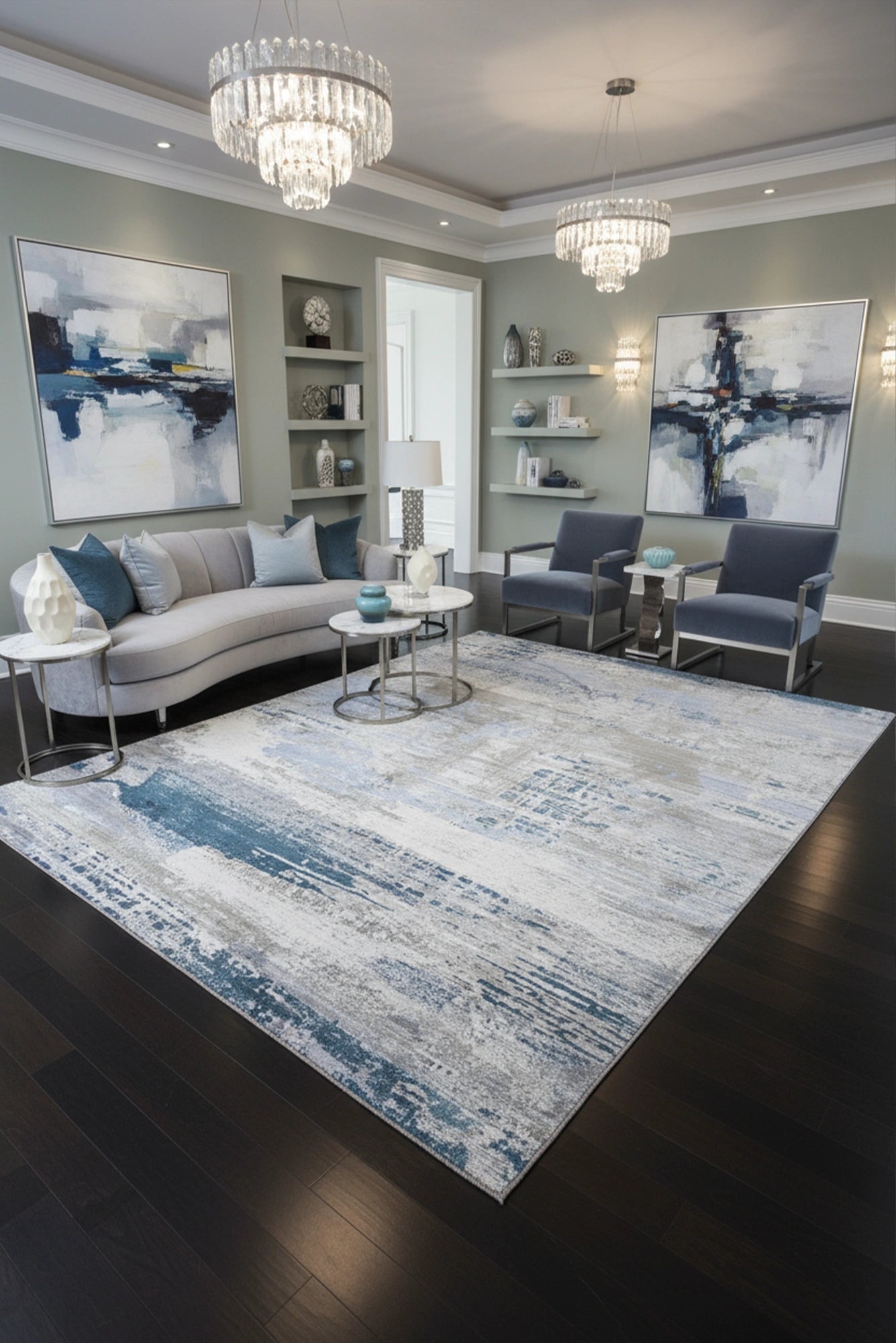 Victoria Abstract Rug - 134 Blue