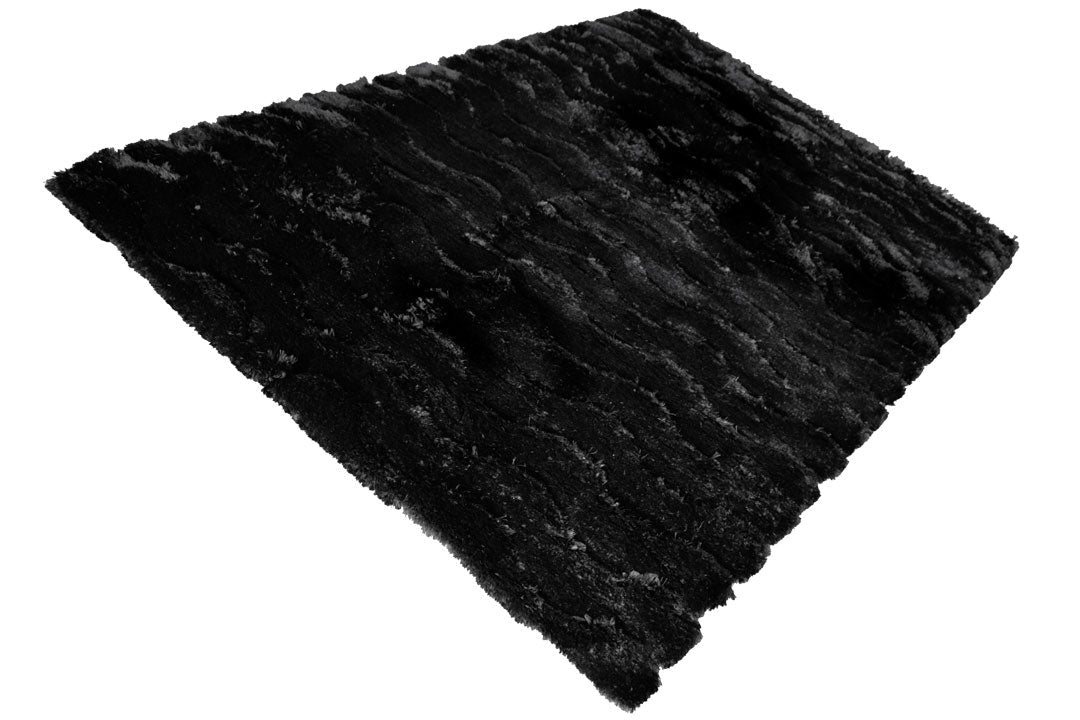 Super Shaggy Plain Rug 3630-Black-Black