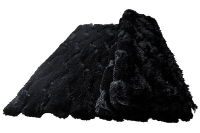 Super Shaggy Plain Rug 3630-Black-Black