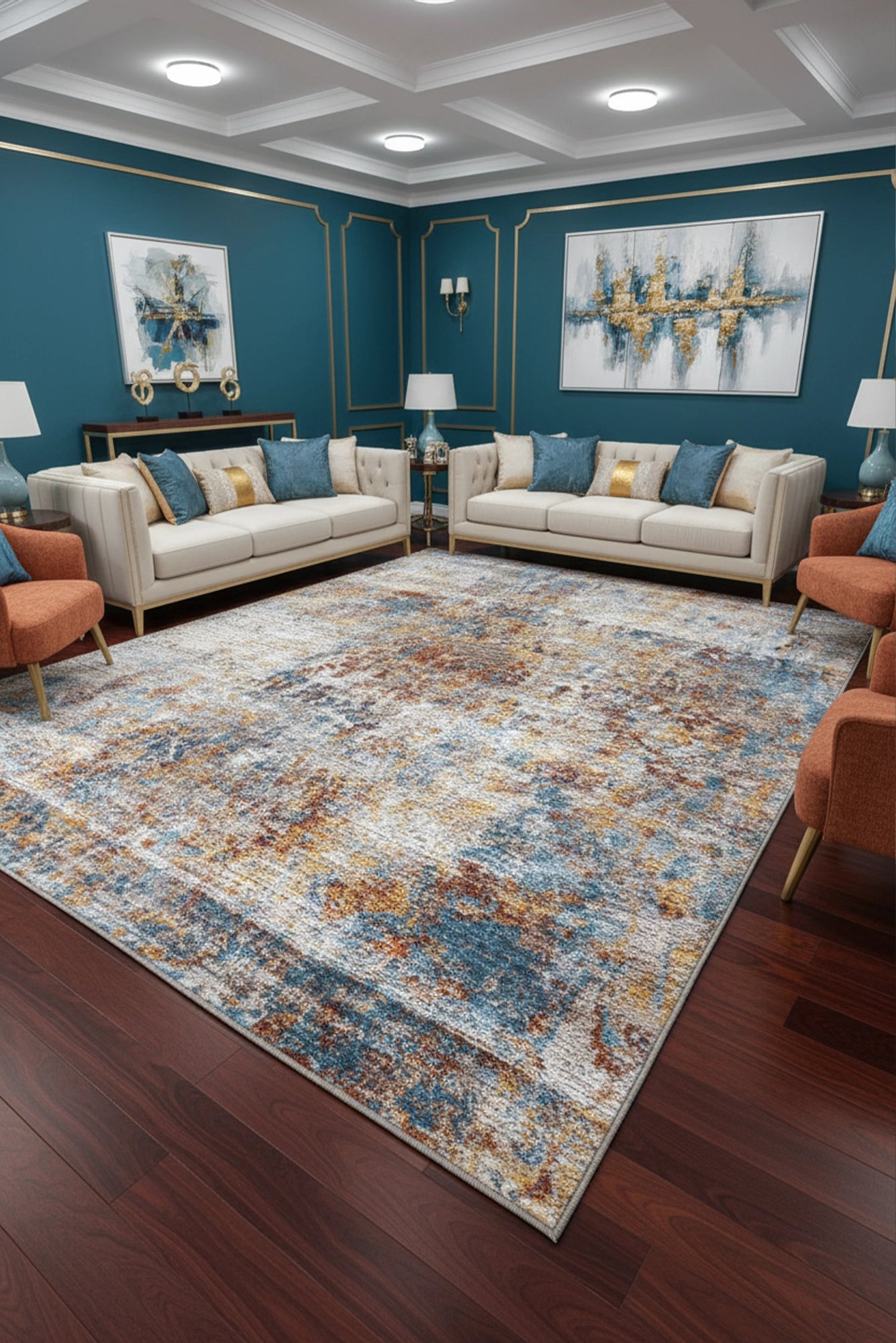 Victoria Abstract Rug - 132 Rust