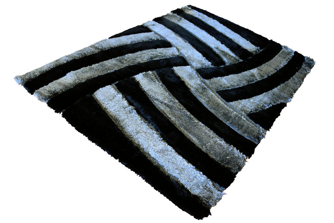 Super Shaggy Abstract Rug - 101 Black