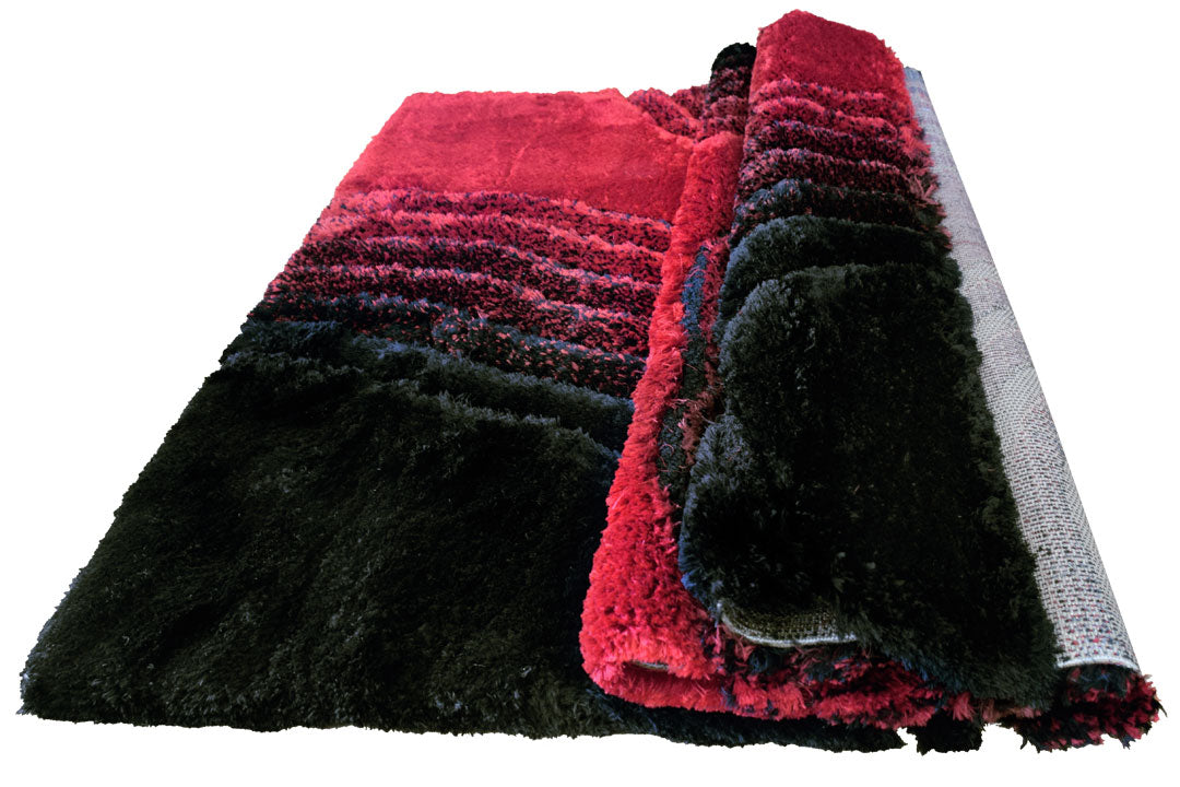 Super Shaggy Abstract Rug - 102 Red