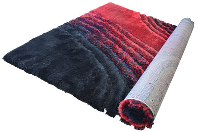 Super Shaggy Abstract Rug - 102 Red