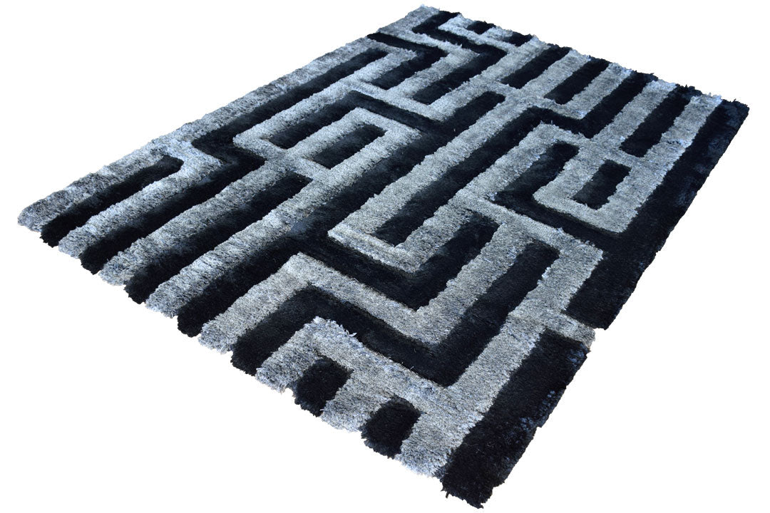 Super Shaggy Abstract Rug - 103 Black