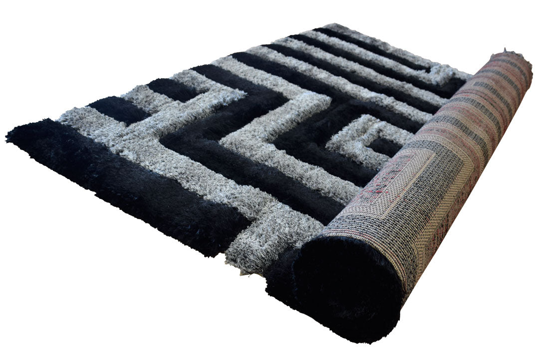 Super Shaggy Abstract Rug - 103 Black