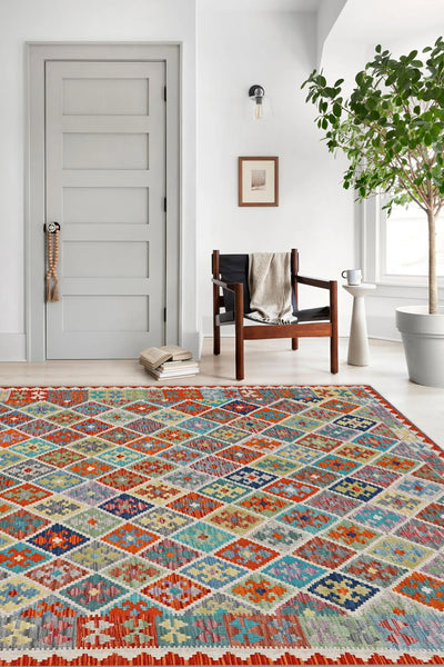 Afghan Kilim Zari Hand Knotted Rug - 306x246cm