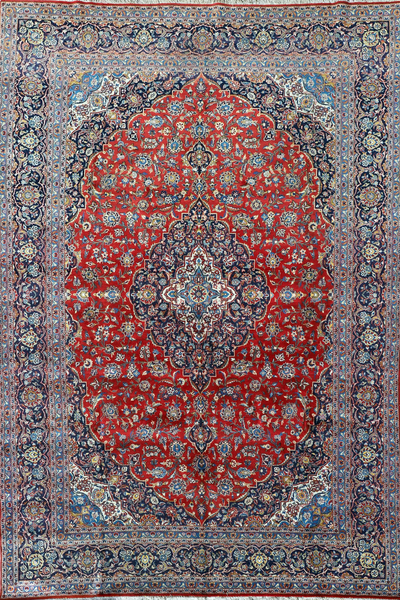 Kashan  Medallion Hand Knotted Wool Rug - 478x315 cm