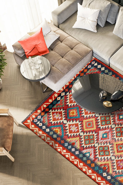 Afghan Kilim Zari Hand Knotted Rug - 197x146cm