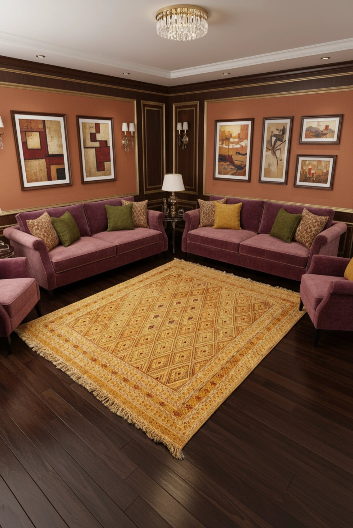 Afghan Golden Hand Knotted Rug - 200x160 cm