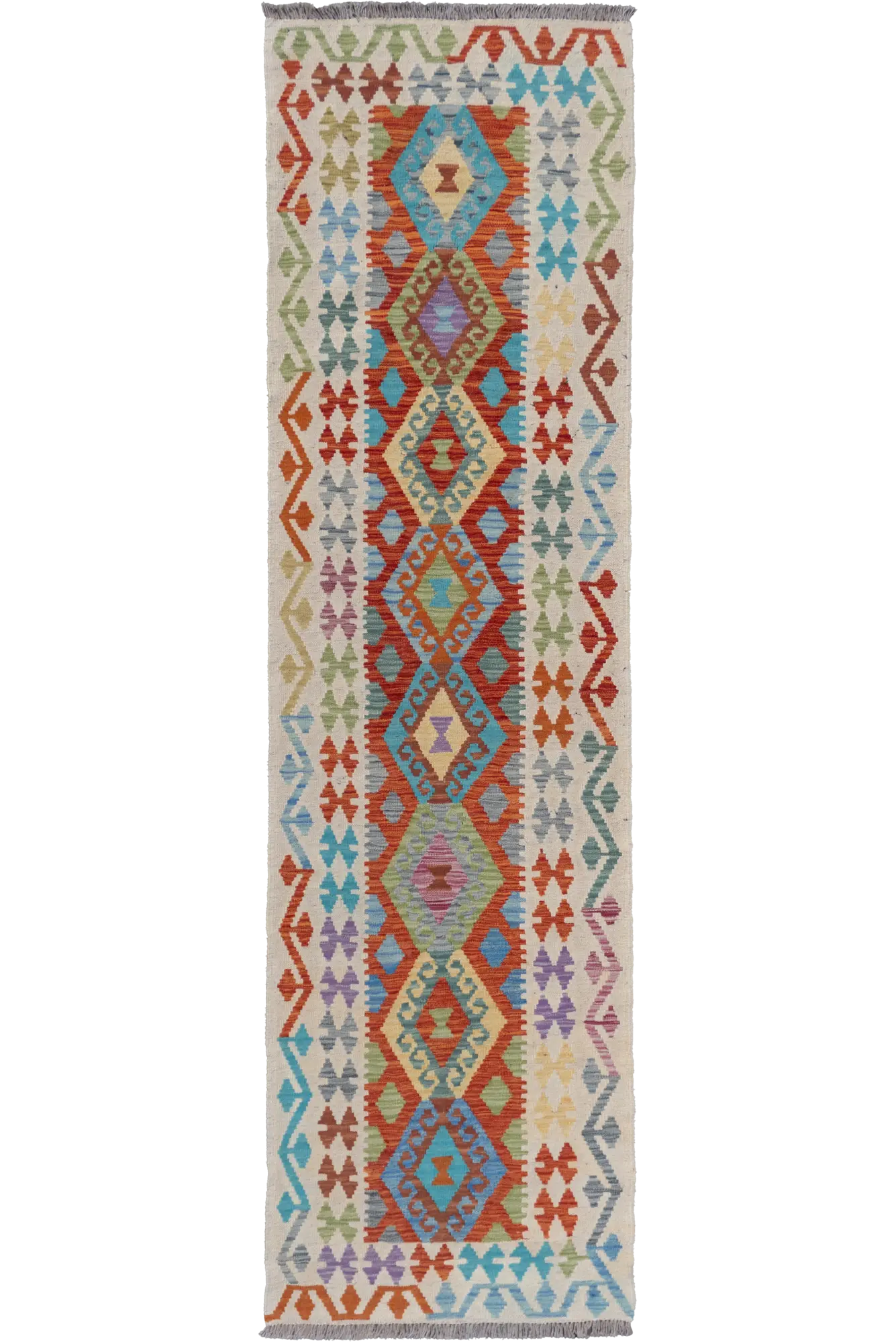 Afghan Kilim Zari Hand Knotted Hallway Runner 299x83cm | Buy Rugs ...