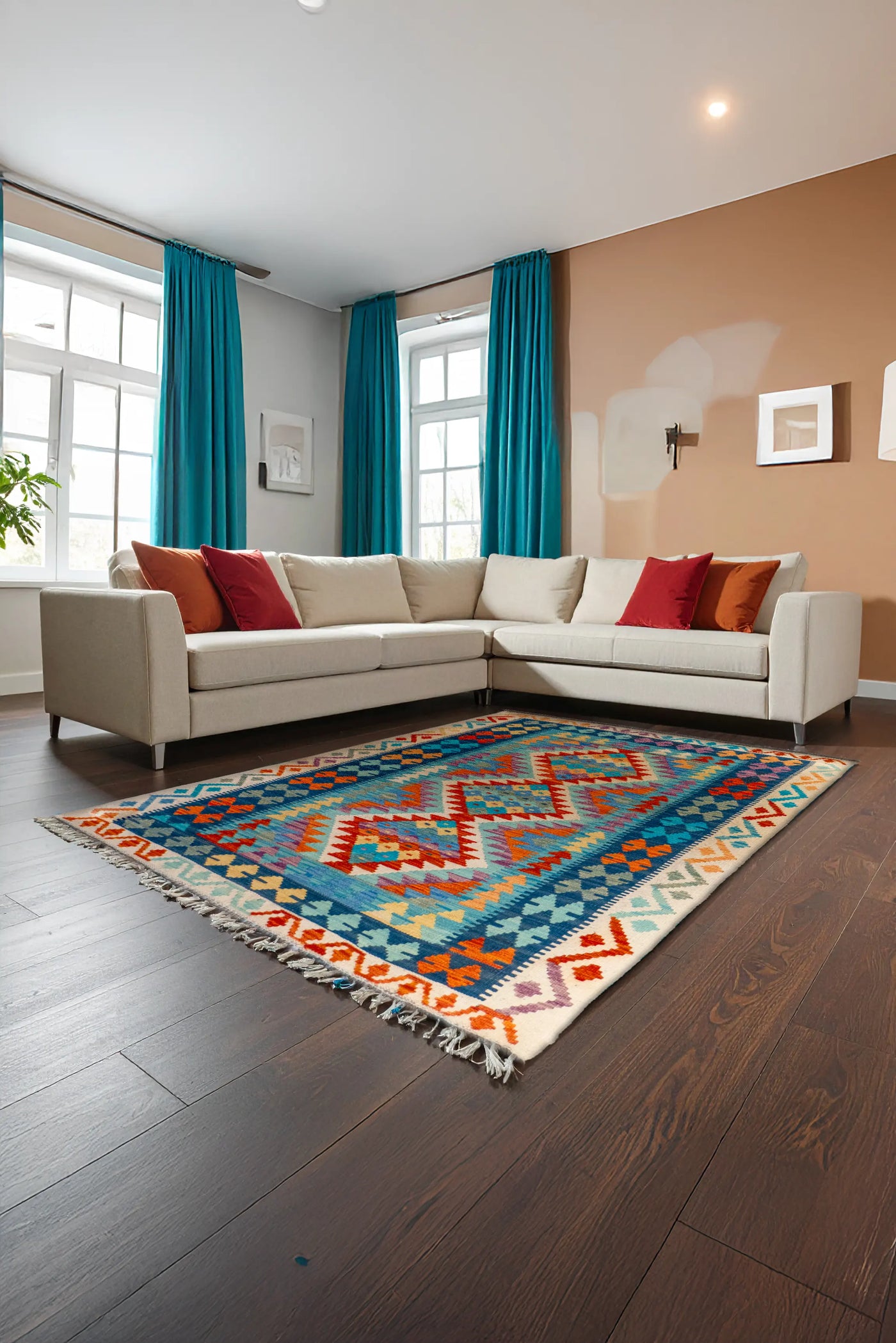Afghan Kilim Zari Hand Knotted Rug - 187x121