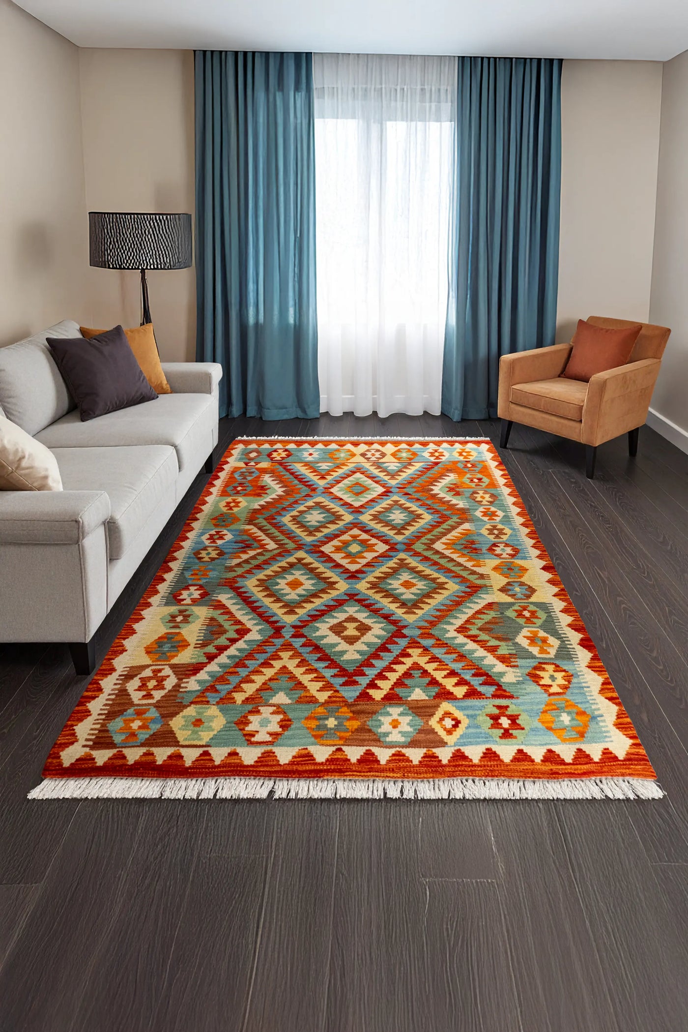 Afghan Kilim Zari Hand Knotted Rug - 182X124 cm