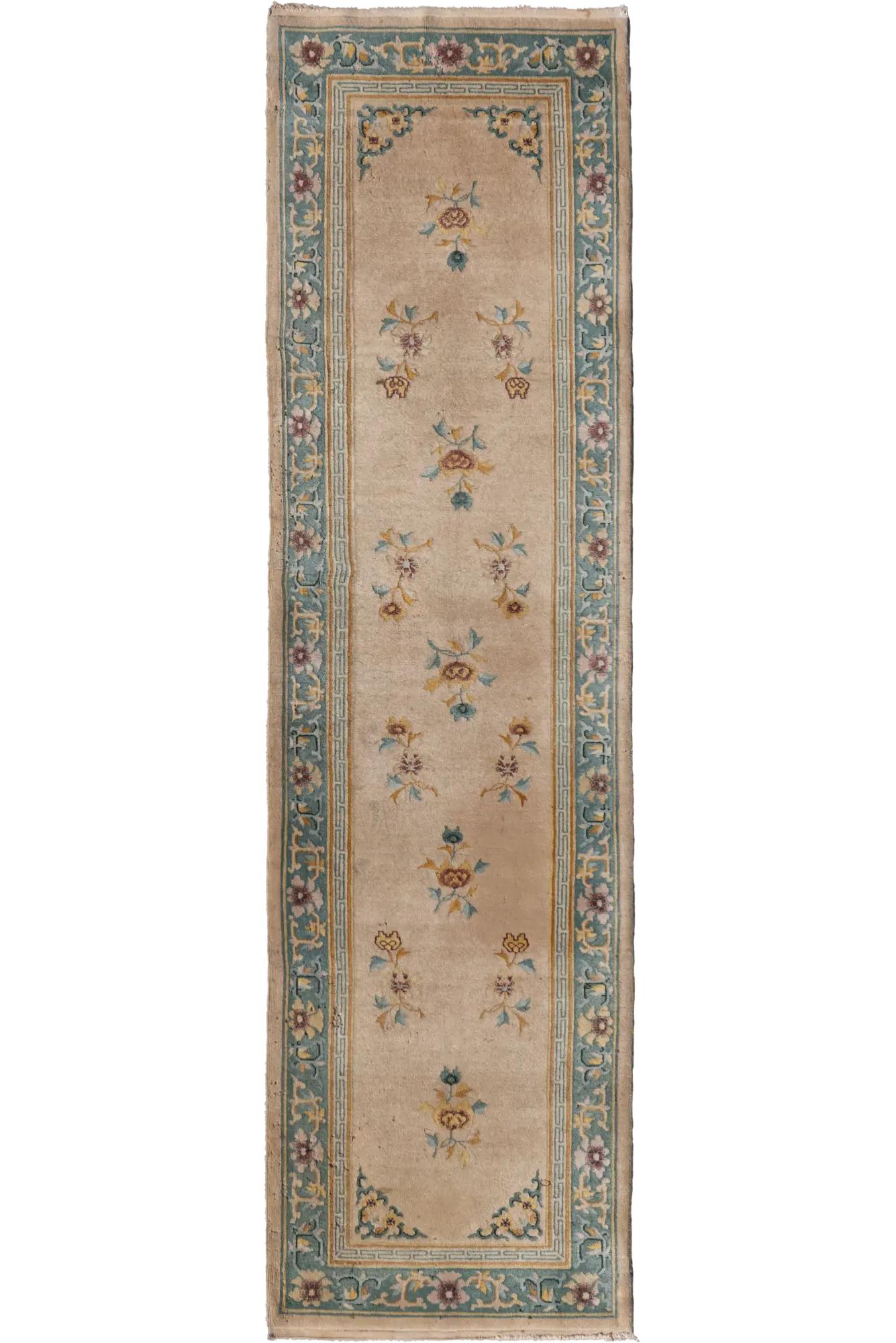 90 line Wool Hand Knotted Rug - 340x93cms