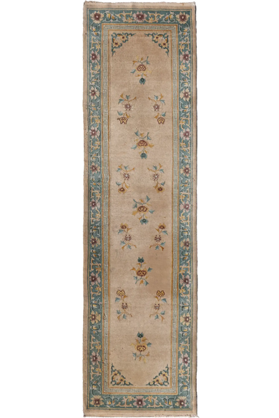 90 line Wool Hand Knotted Rug - 340x93cms