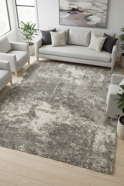 Coco Abstract Shaggy Rug - 101 Grey
