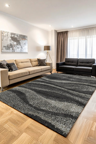 Coco Wavy Shaggy Rugs - 108 Charcoal