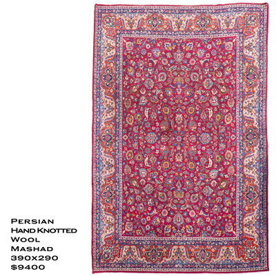 Mashad - Persian Hand Knotted Wool Rug - 390x290 cms