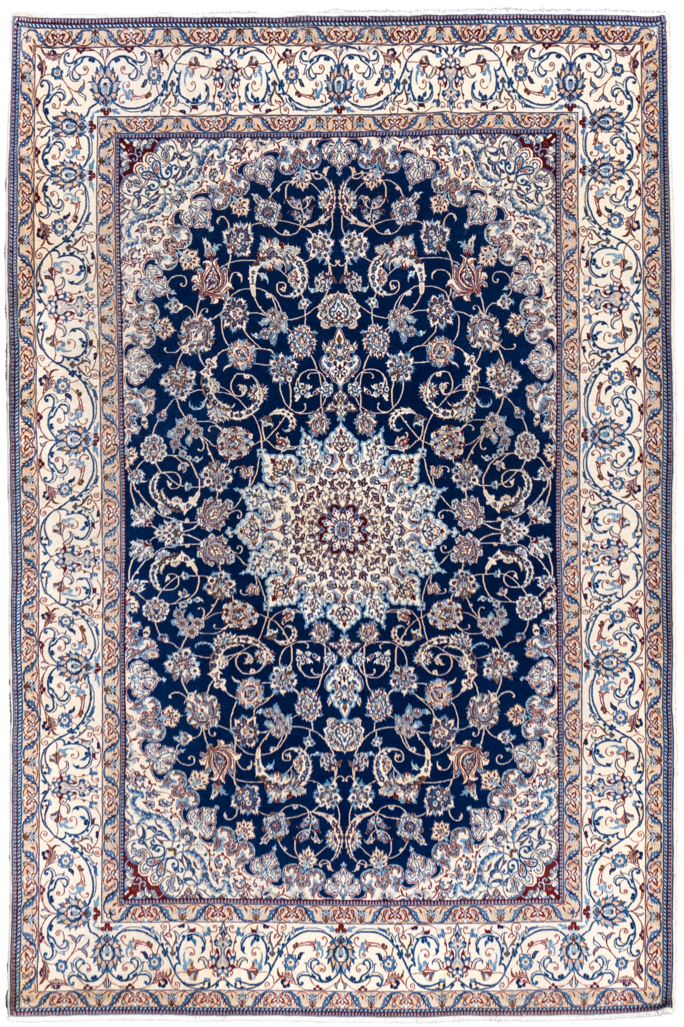 Nain Hand Knotted Wool & Silk Persian Rug | 380x260 cm