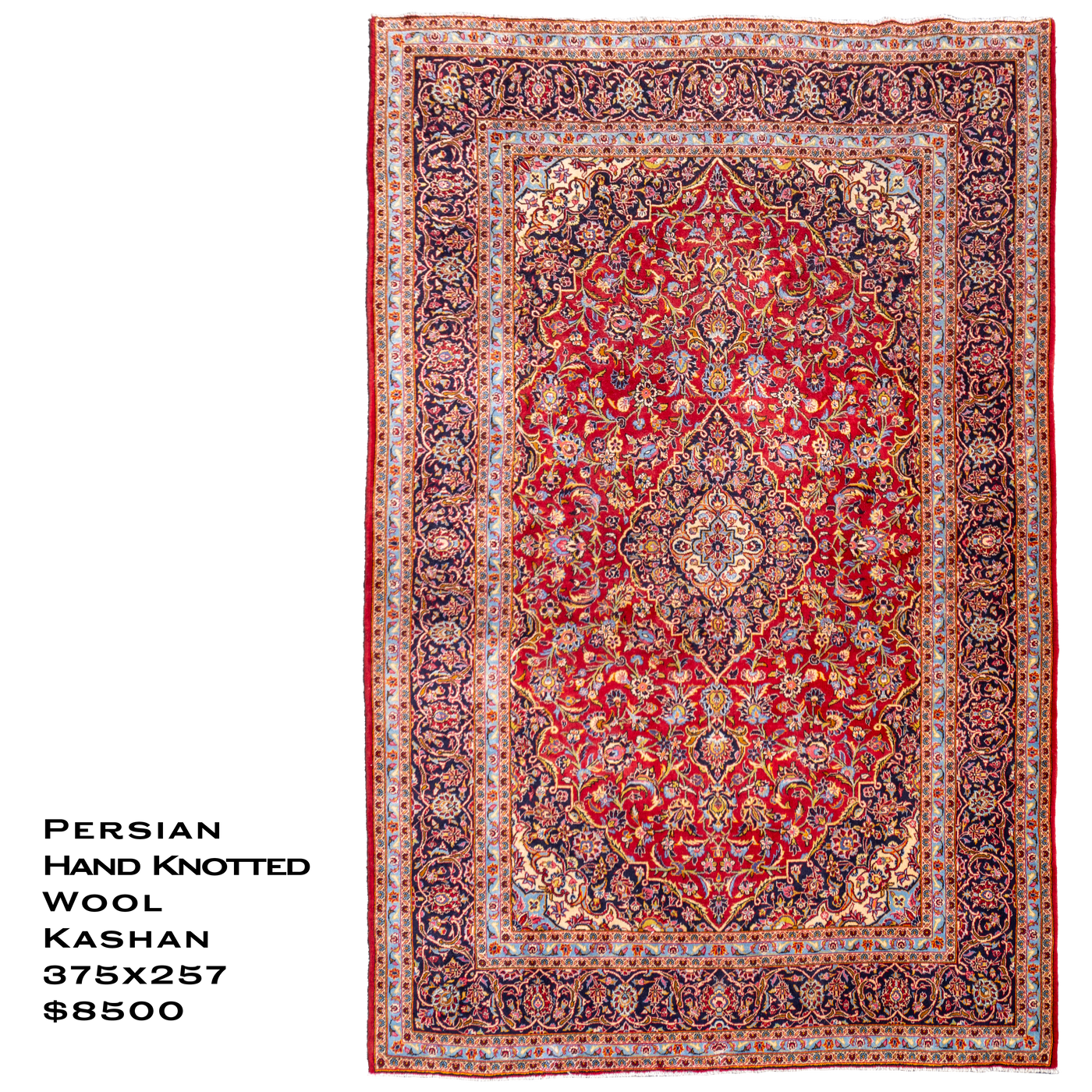 Kashan - Persian Hand Knotted Rug - 375x257 cms