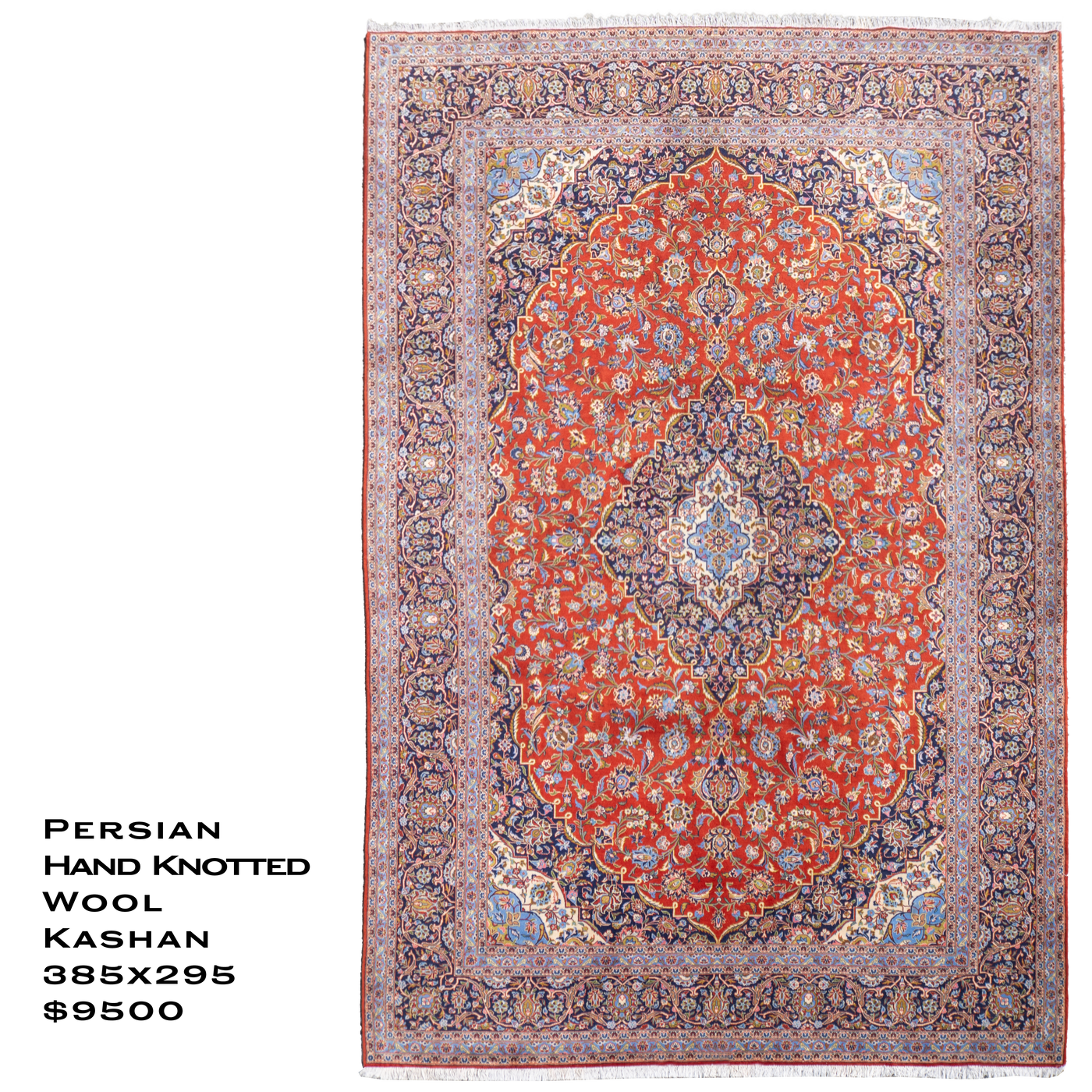 Kashan - Persian Hand Knotted Rug - 385x295 cms