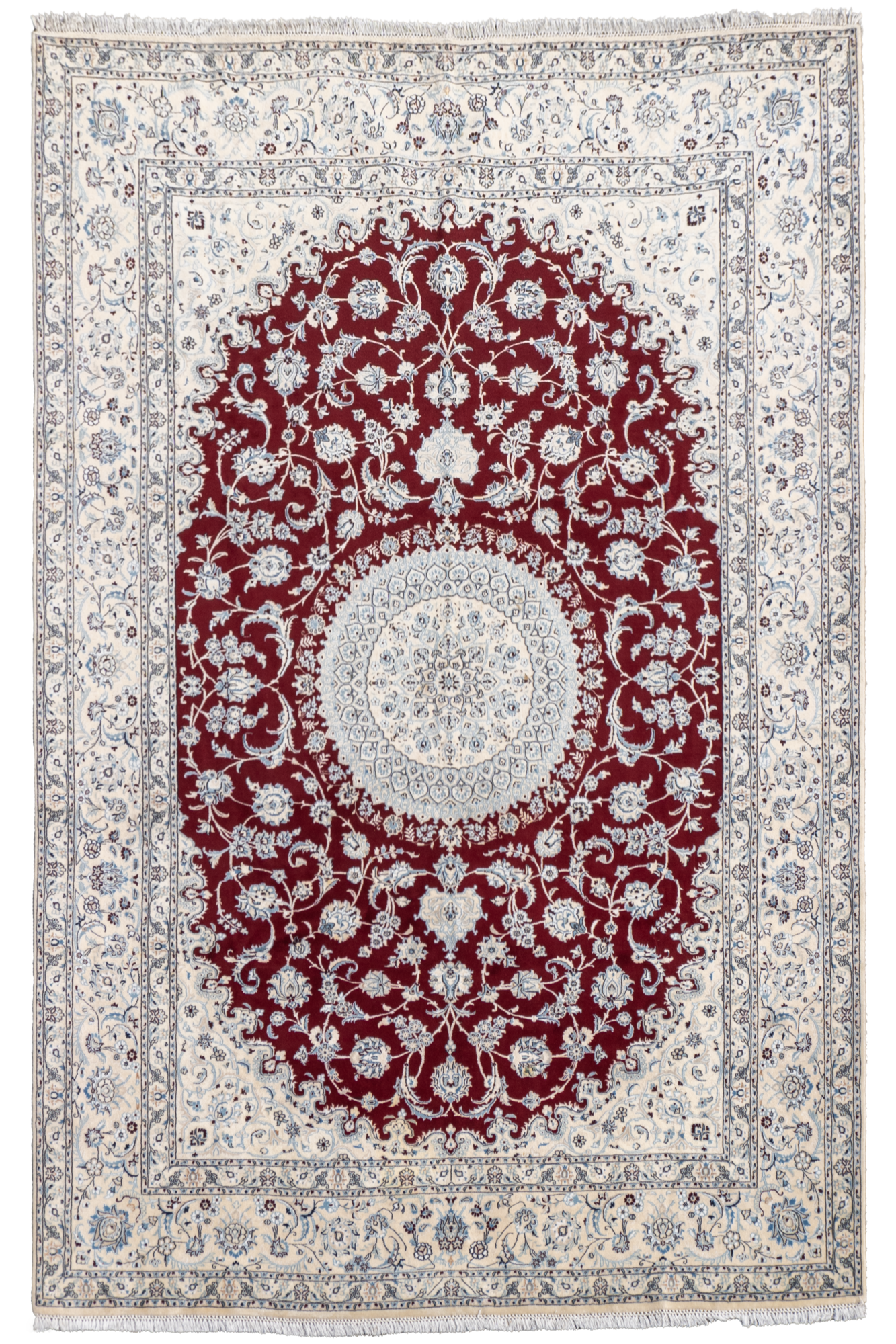 Nain Hand Knotted Wool & Silk Persian Rug | 400x300 cm