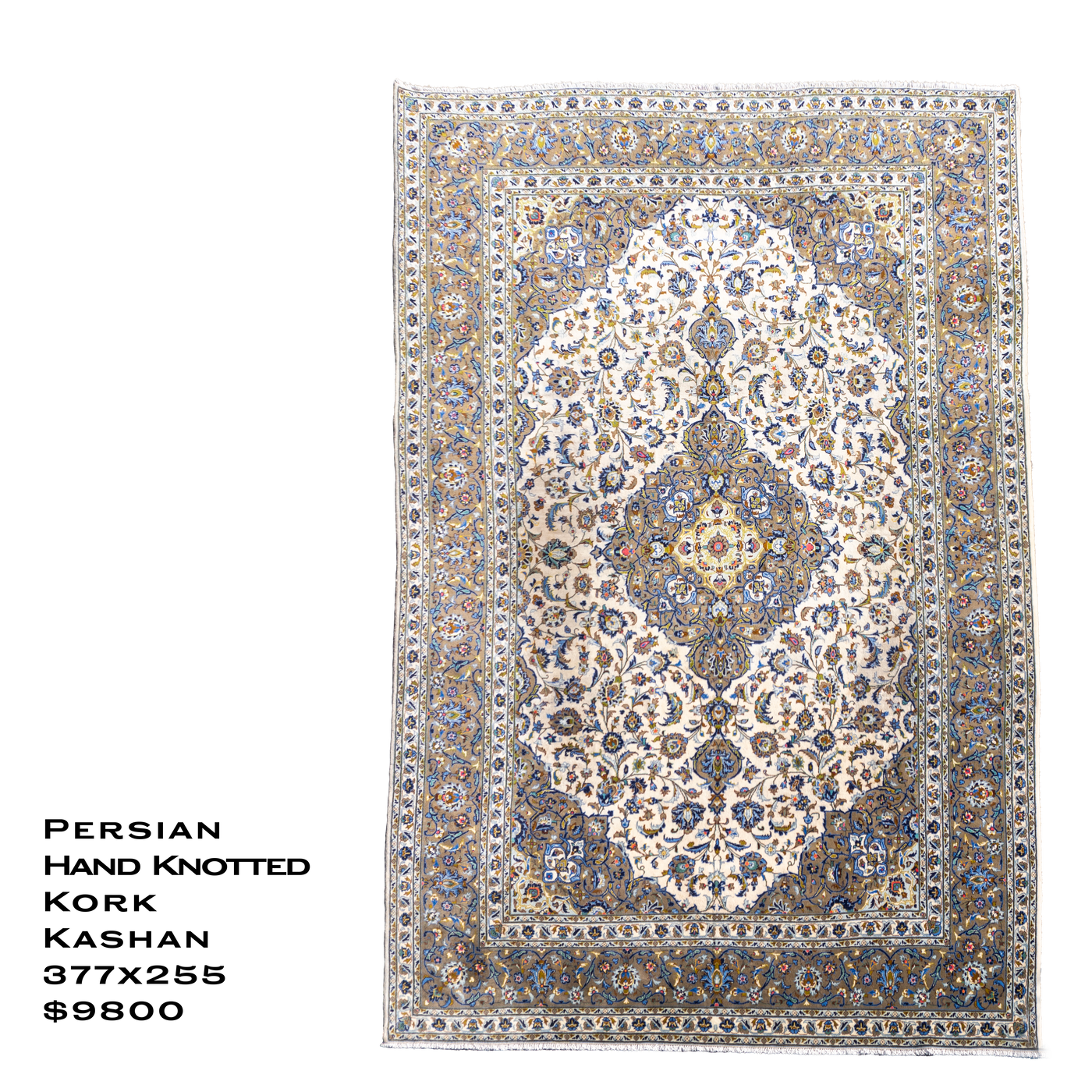 Kashan - Persian Hand Knotted Rug 102 - 377x255 cms