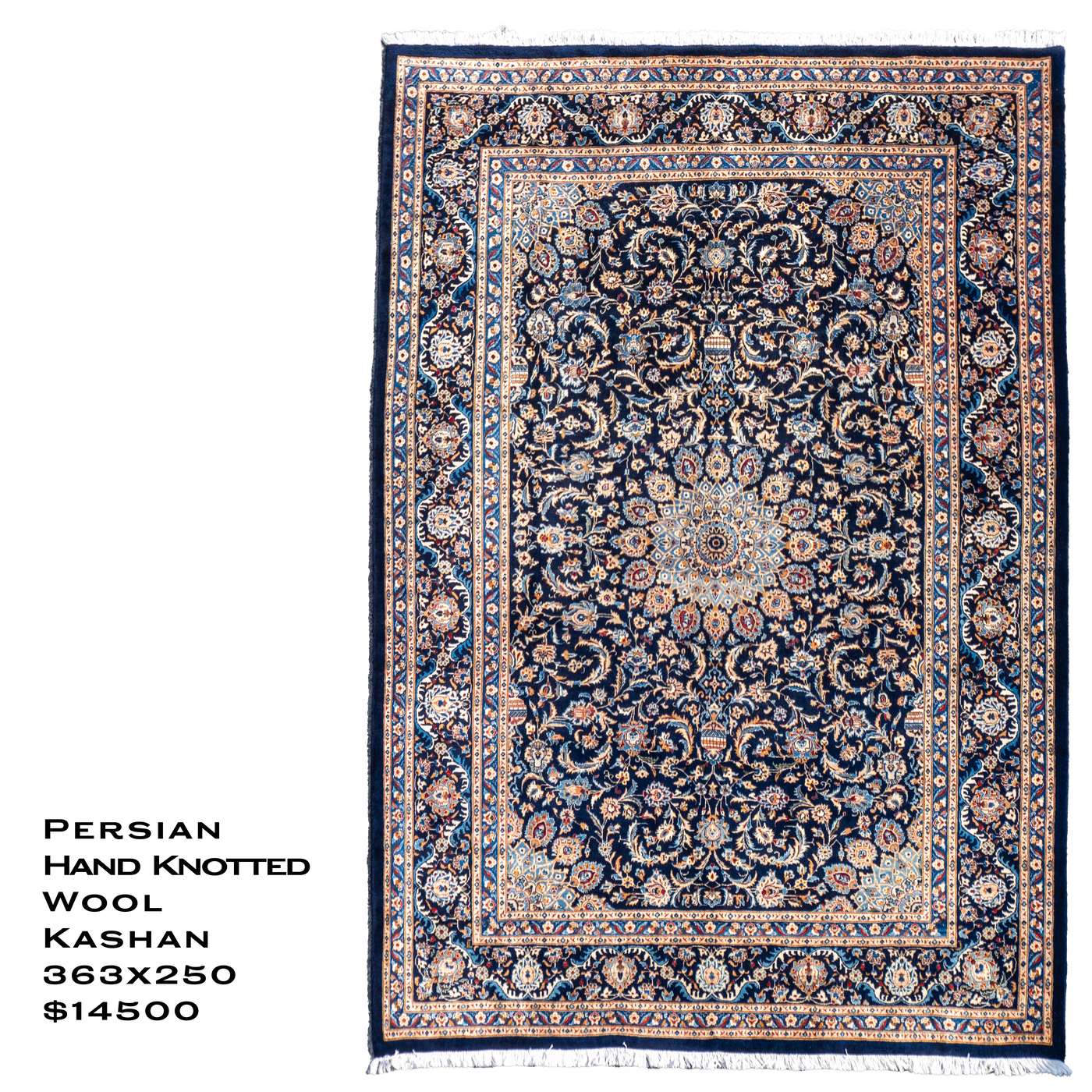 Kashan - Persian Hand Knotted Rug - 363x250cm