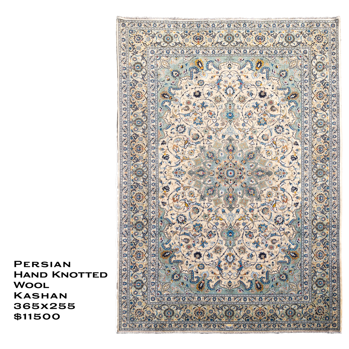 Kashan - Persian Hand Knotted Rug - 365x255cm