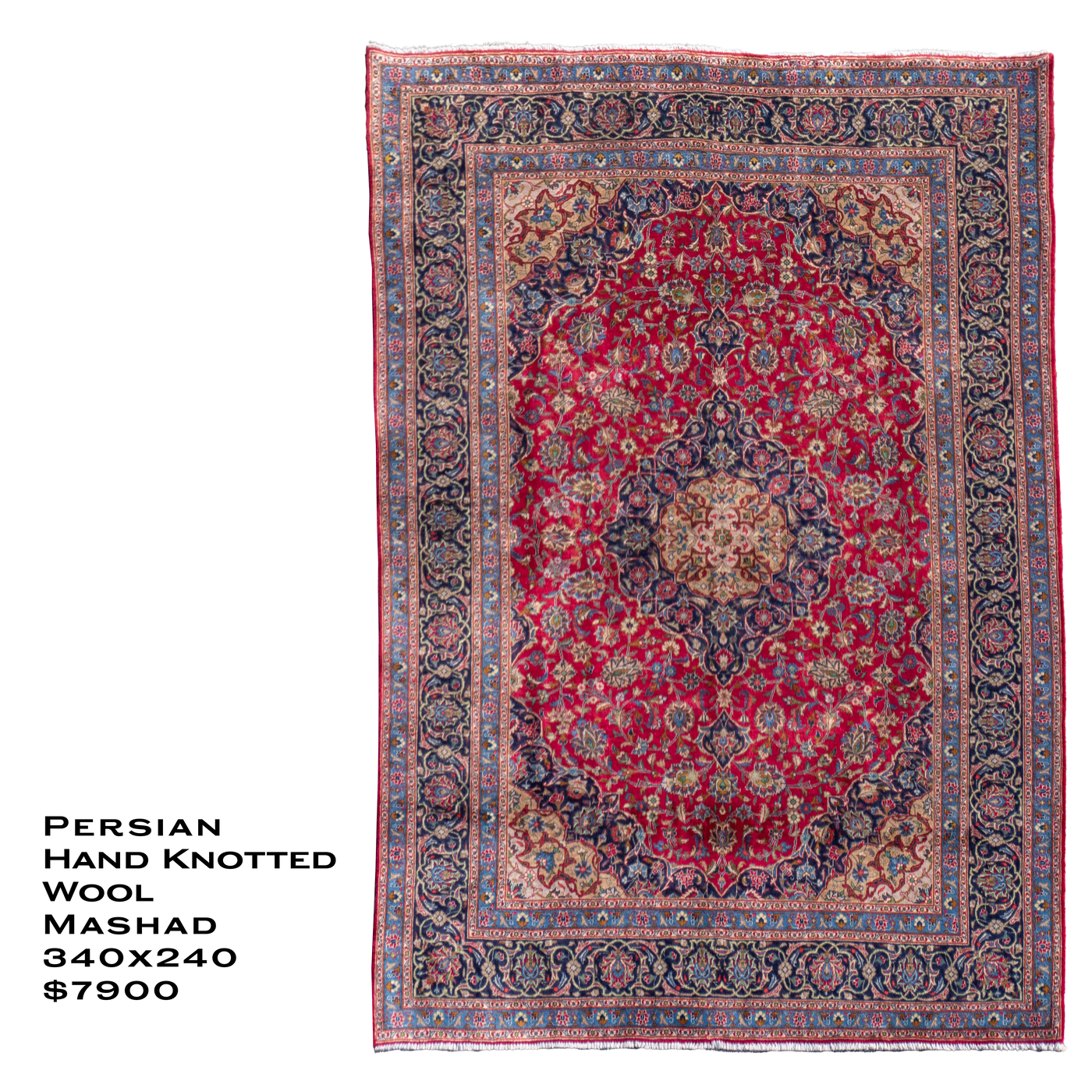 Mashad - Persian Hand Knotted Wool Rug - 340x240 cms