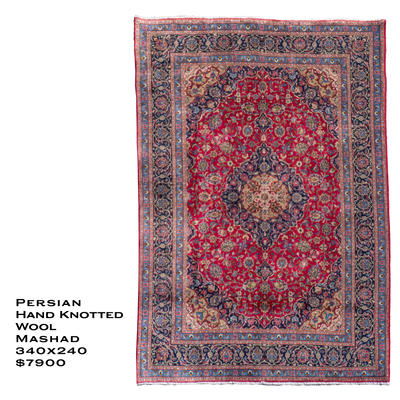 Mashad - Persian Hand Knotted Wool Rug - 340x240 cms