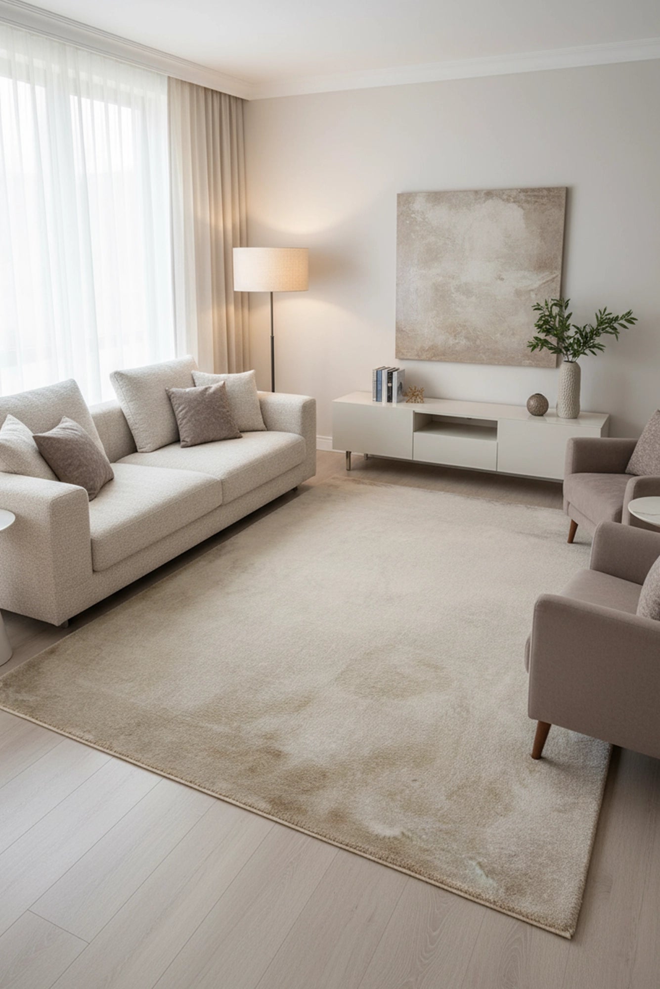 Faux Bunny Fur Rug  - N4-Beige