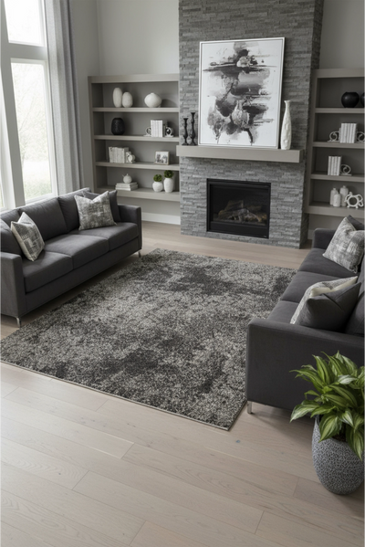 Coco Abstract Shaggy Rug - 102 Charcoal