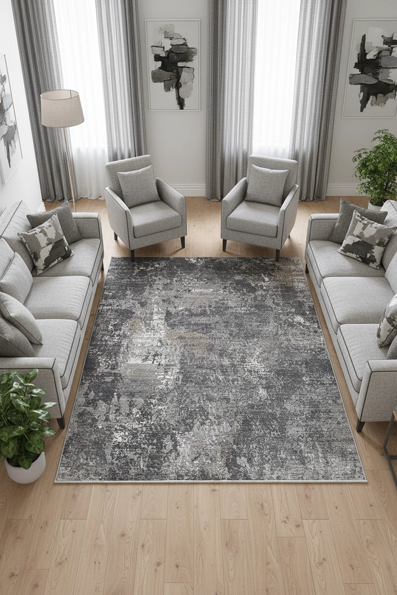 Fusion Embossed Rug - 113- Grey