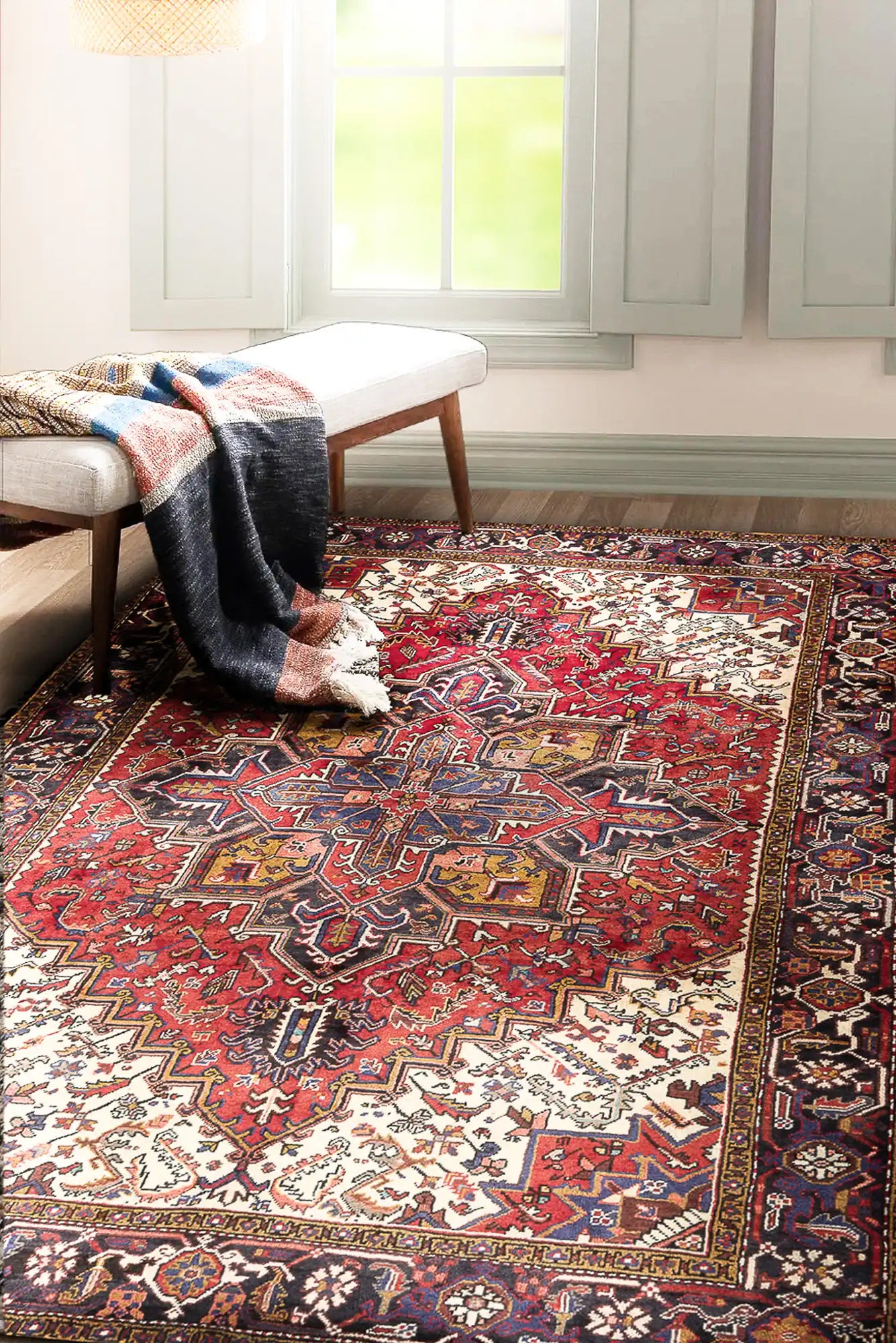 Heriz Hand Knotted Wool Rug - 300x218 cms