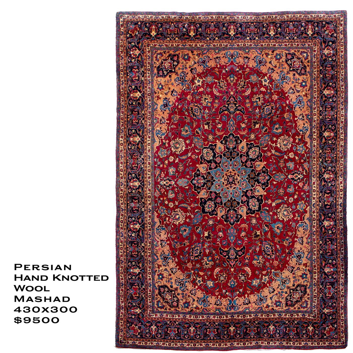 Mashad - Persian Hand Knotted Wool Rug - 430x300cm