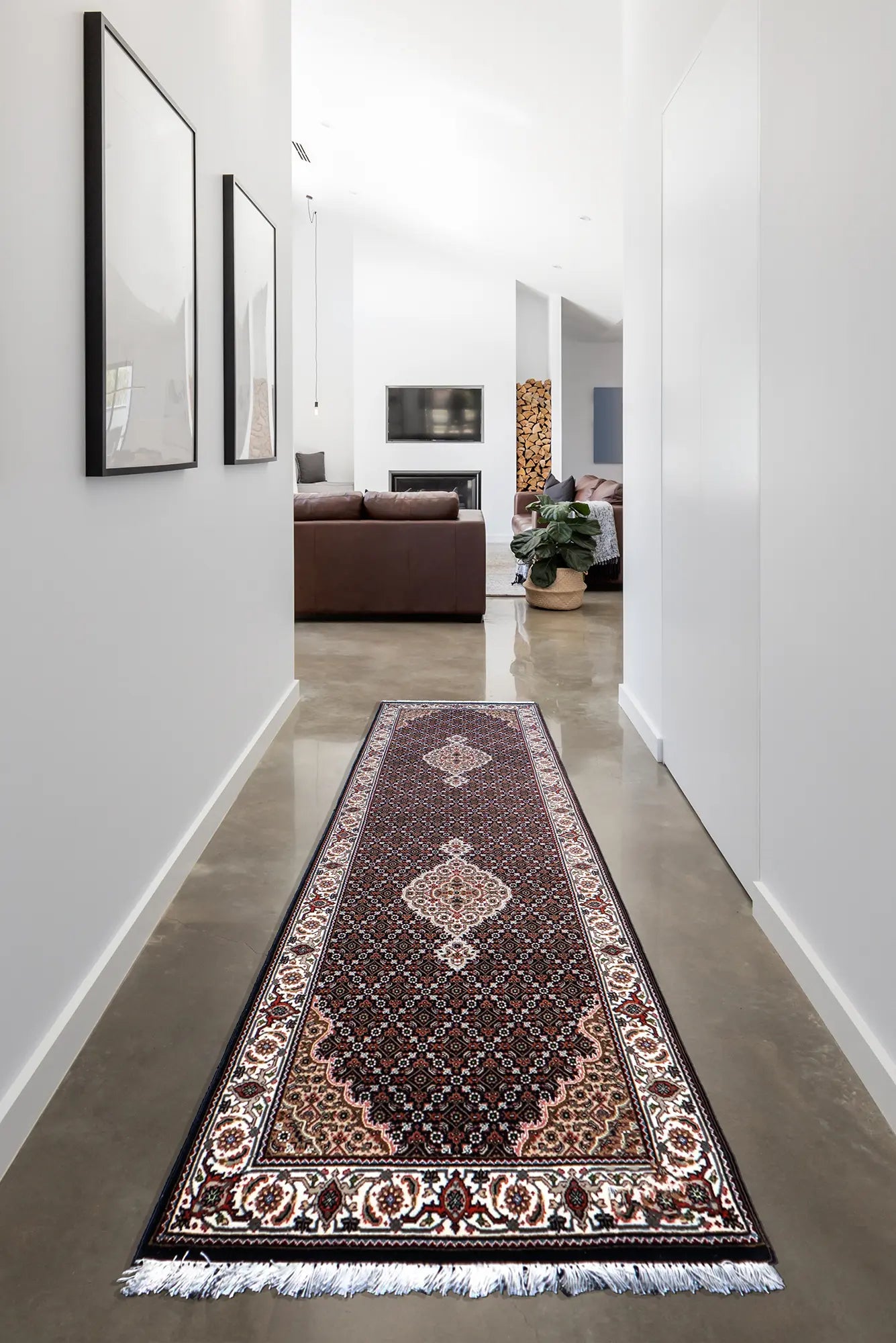 Tabriz Hand Knotted Hallway Runner - 249x82cm