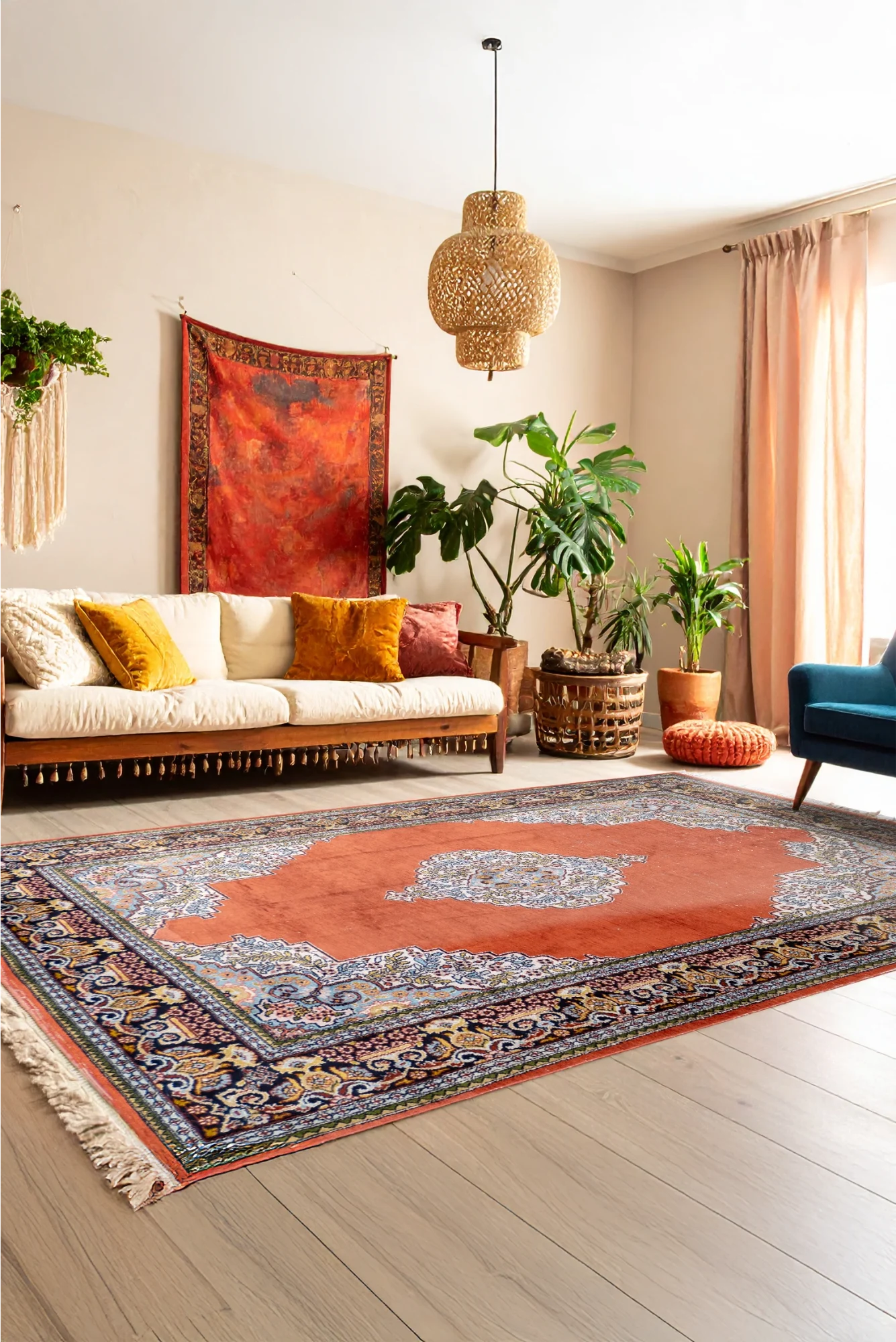 Zinigar Hand Knotted Silky Yarn 221x137 cms