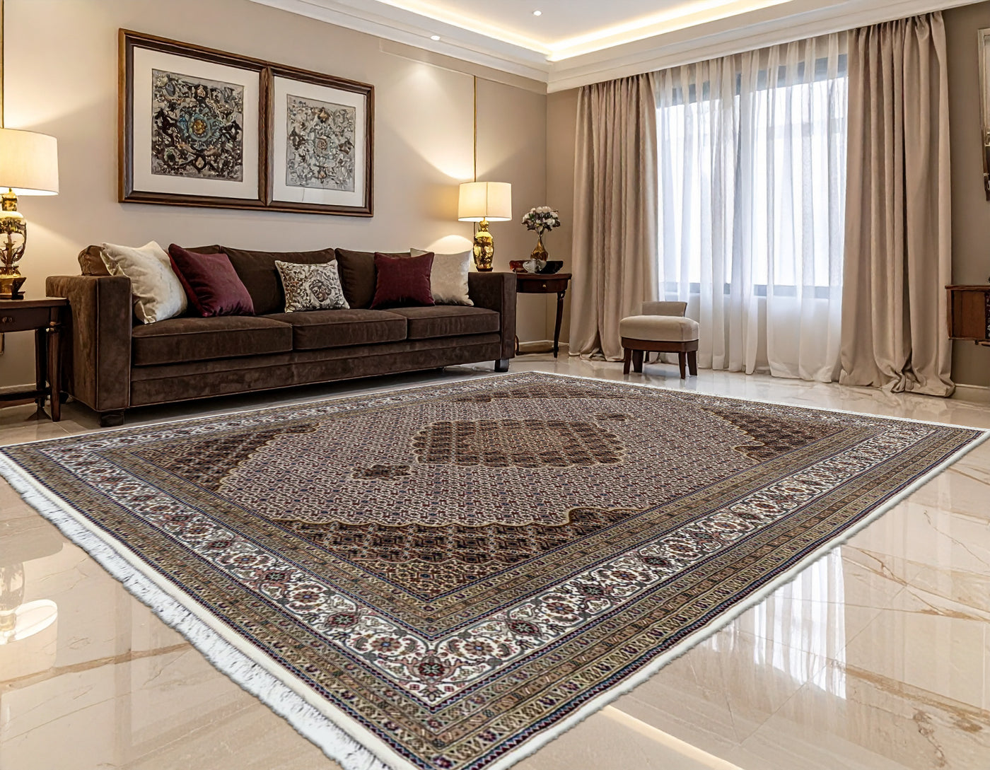 Tabriz - Indo Handknotted Rug 101 - 304x200 cms