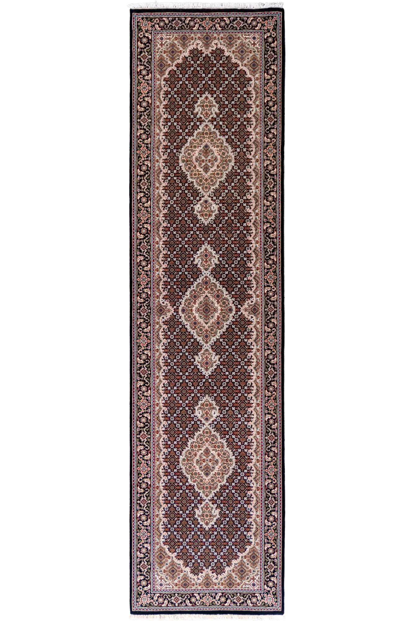 Tabriz Hand Knotted Hallway Runner - 303x76 cm